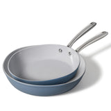 The Rock O Naturel Ceramic Non-Stick Frying Pan Set, Dishwasher & Oven Safe, Baby Blue, 26-cm & 30-cm, 2-pk
