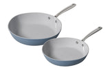 The Rock O Naturel Ceramic Non-Stick Frying Pan Set, Dishwasher & Oven Safe, Baby Blue, 26-cm & 30-cm, 2-pk