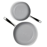 The Rock O Naturel Ceramic Non-Stick Frying Pan Set, Dishwasher & Oven Safe, Baby Blue, 26-cm & 30-cm, 2-pk