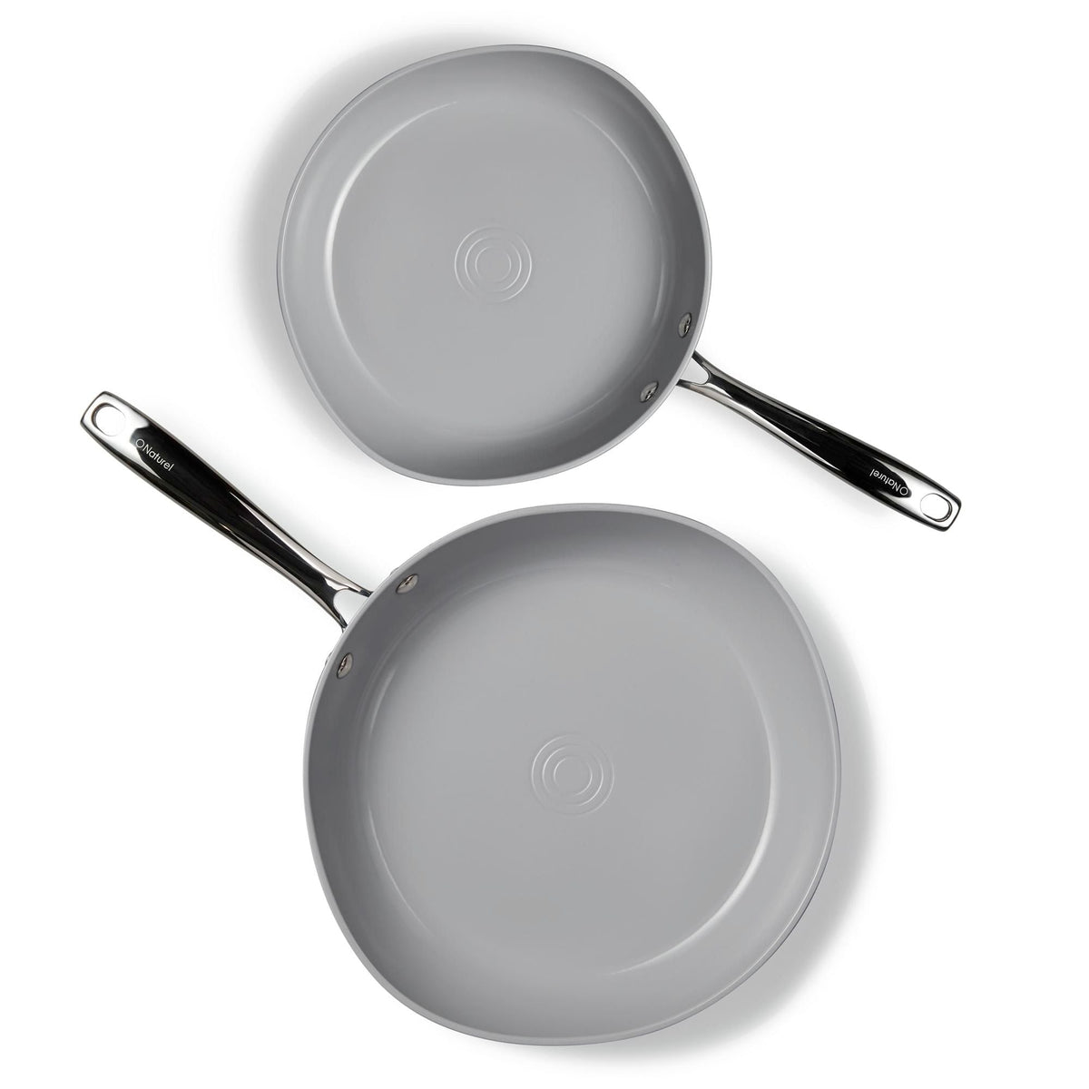The Rock O Naturel Ceramic Non-Stick Frying Pan Set, Dishwasher & Oven Safe, Baby Blue, 26-cm & 30-cm, 2-pk