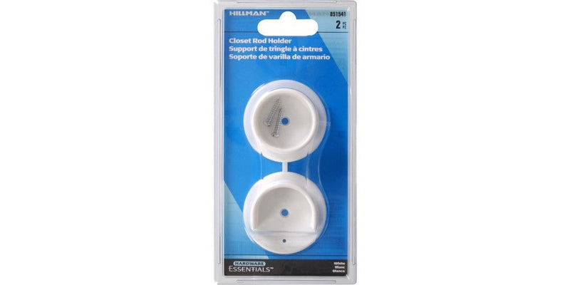 Closet Rod Holder, Mounting Hardware Included, White, 2-pc Q2746