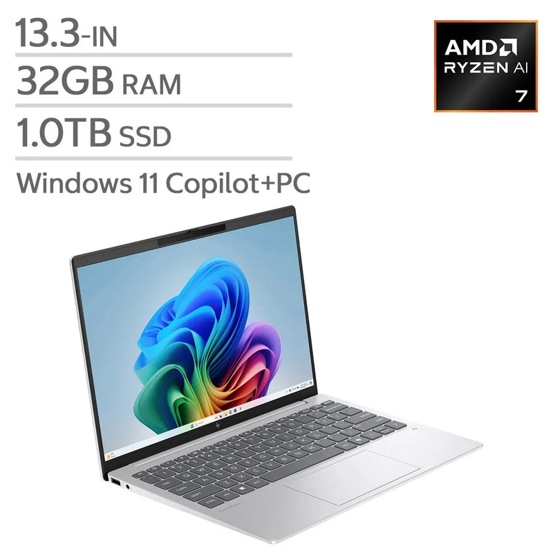 HP Omnibook 7 Aero 13.3-in. Copilot+ PC Laptop, AMD Ryzen AI 7 350, 32 GB RAM, 1 TB SSD S8945