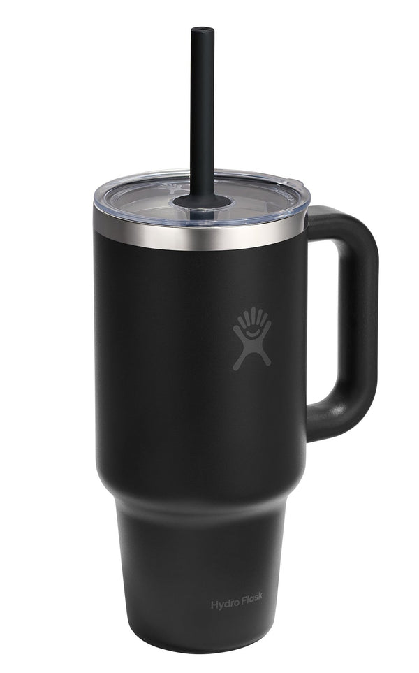 Stainless Steel Insulated Travel Tumbler Cup with Clear Straw Lid & Handle, Various Colours, 32-oz R2731