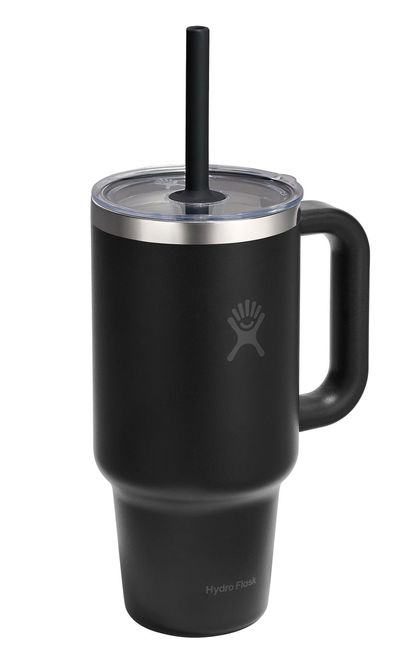 Stainless Steel Insulated Travel Tumbler Cup with Clear Straw Lid & Handle, Various Colours, 32-oz R2731