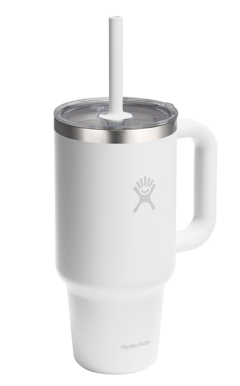 Stainless Steel Insulated Travel Tumbler with Clear Lid, White, 32-oz C8239