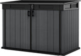 Cortina Mega Horizontal 2-Door Resin Outdoor Storage Shed with Built-In Ventilation & Open Roof/Lid, Grey, 533-Gal