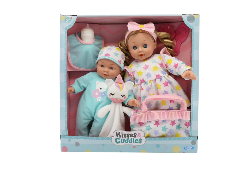 Kisses & Cuddles Soft Body Baby Doll Gift Set with 12-in and 16-in Dolls N4812
