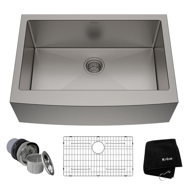 Standard PRO Apron Front Farmhouse Stainless Steel Single Bowl Kitchen Sink, 30x21x10-in D6159