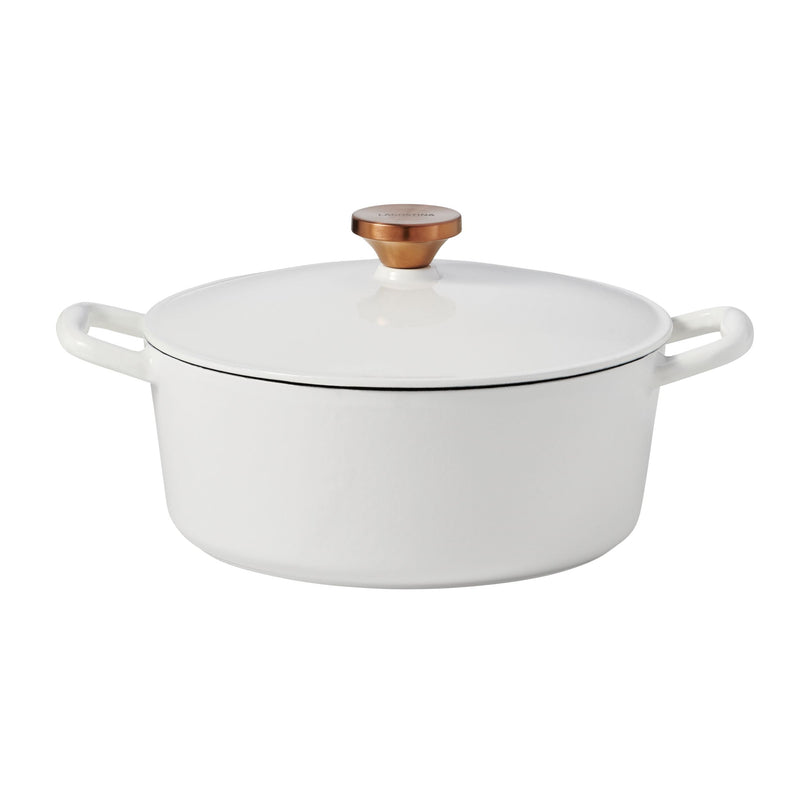 Tuscan Collection Round Casserole Dish, Enamelled Cast Iron, White, 7-qt C6045