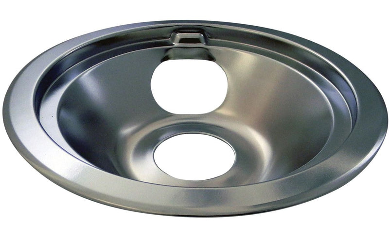 62241 GE Stove Shallow-Draw Drip Pan with Trim Ring, Dishwasher Safe, Bright Chrome, 6-in R7371