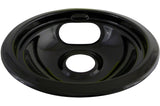 62243 Porcelain Stove Drip Pan with Trim Ring, Dishwasher Safe, Black, 6-in