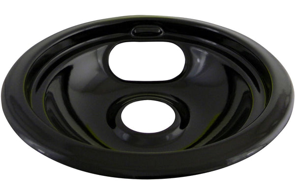 62244 Porcelain Stove Drip Pan with Trim Ring, Dishwasher Safe, Black, 8-in R9182