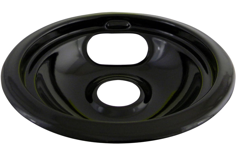 62244 Porcelain Stove Drip Pan with Trim Ring, Dishwasher Safe, Black, 8-in R9182