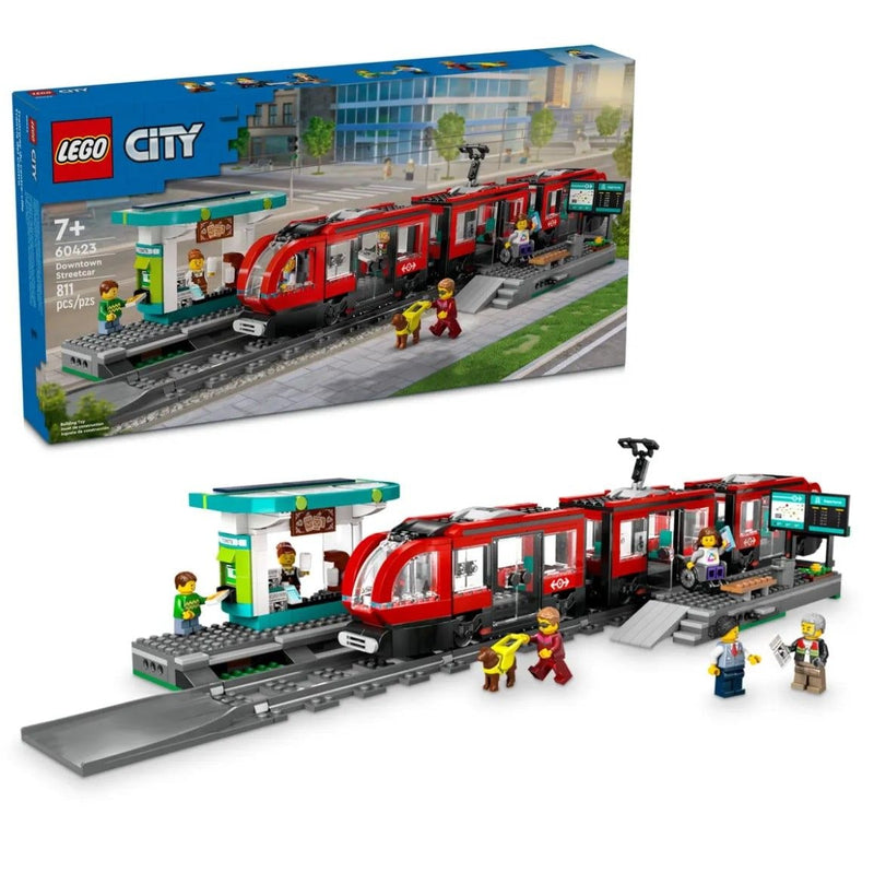 City Downtown Streetcar and Station Toy Train Set - 60423, 811-pcs, Ages 7+ T8995