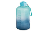 Motivational Water Bottle, 3.7 L, Jumbo-Size, Ombre Blue, with Leakproof Lid