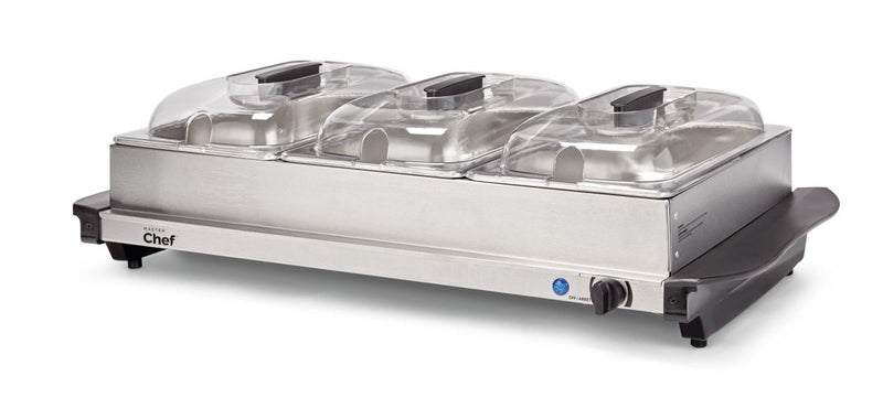 3-Tier Buffet Server/Food Warmer with Warming Tray, Stainless Steel, 300W J8726