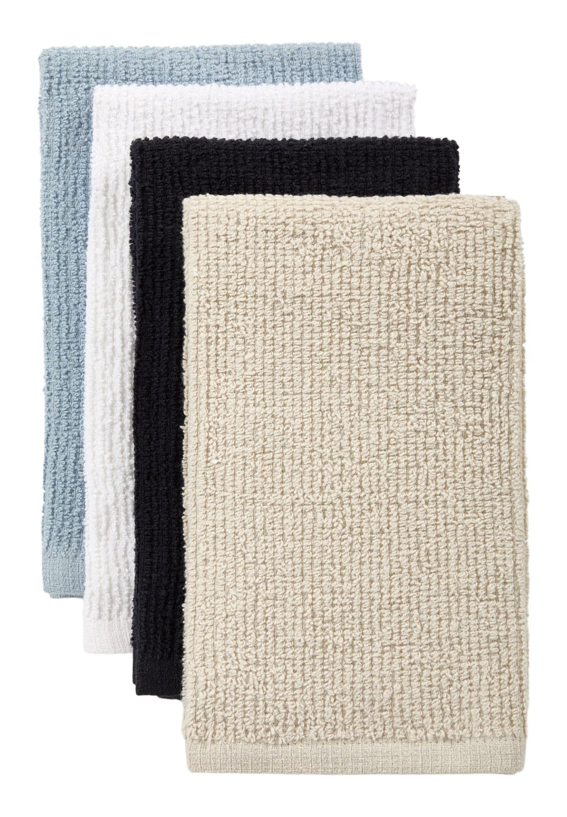 Bar Mop Kitchen Towels, Black, Grey, Blue & White, 16-in, 4-pk I2376
