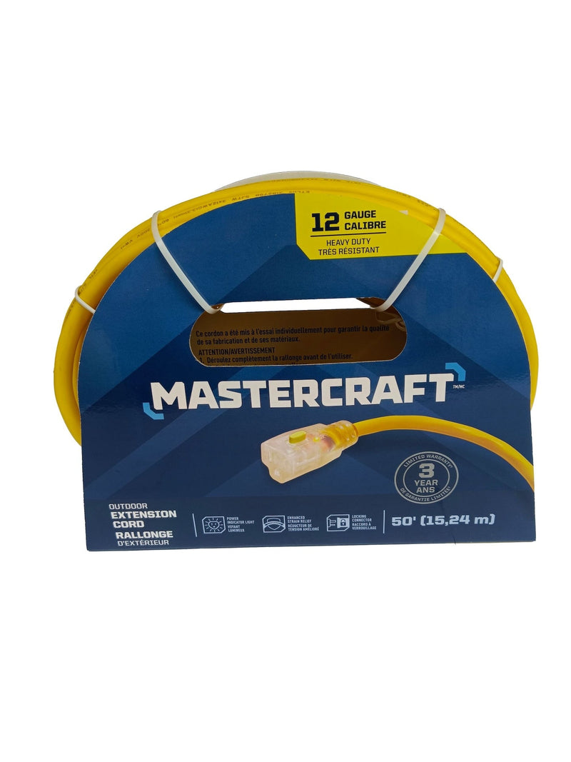 12/3 Outdoor Extension Cord with Lighted end & Locking Connector, Yellow Z2486