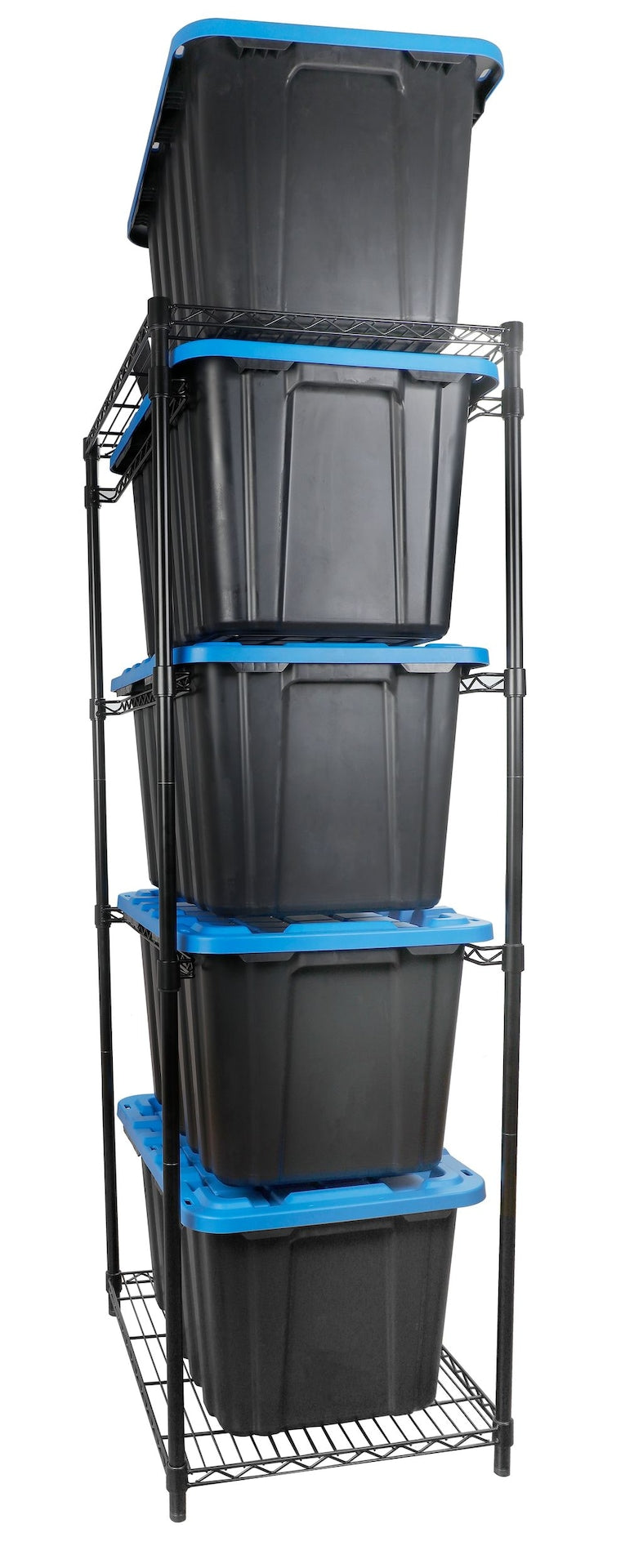 5-Tier Steel Tote Storage Rack, Black, Totes Not Included K7727