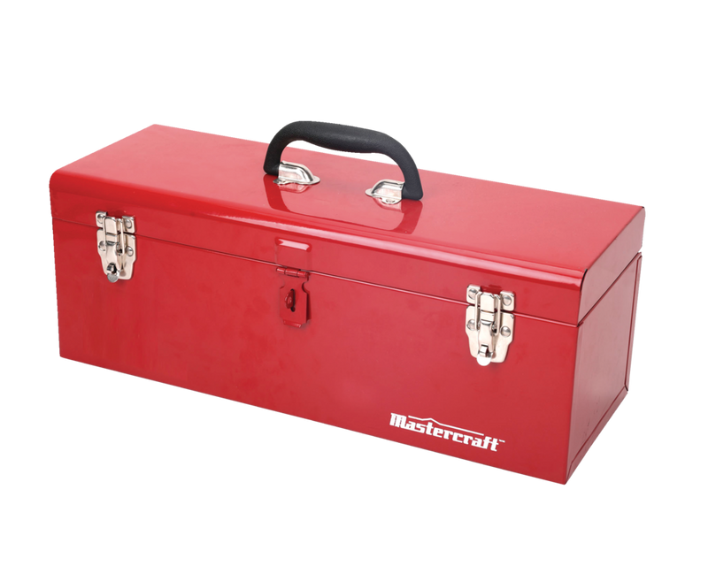 Portable Metal Hip Roof Tool Box with Removable Tray, 19-in, Red L5157