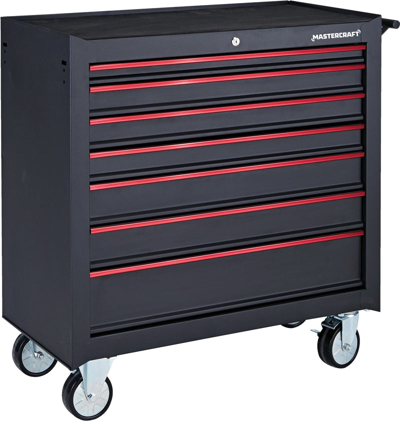 Rolling Tool Storage Cabinet with 7 Drawers, Black, 36-in P3307