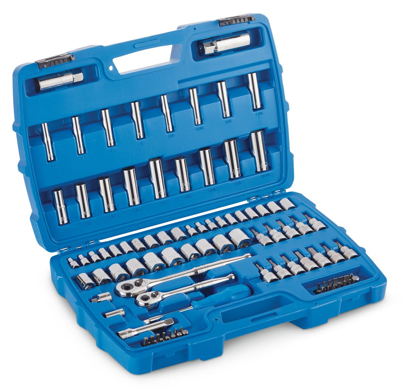Socket Set, 95-pc, SAE / Metric, CRV, Nickel-Chrome Plating J3677