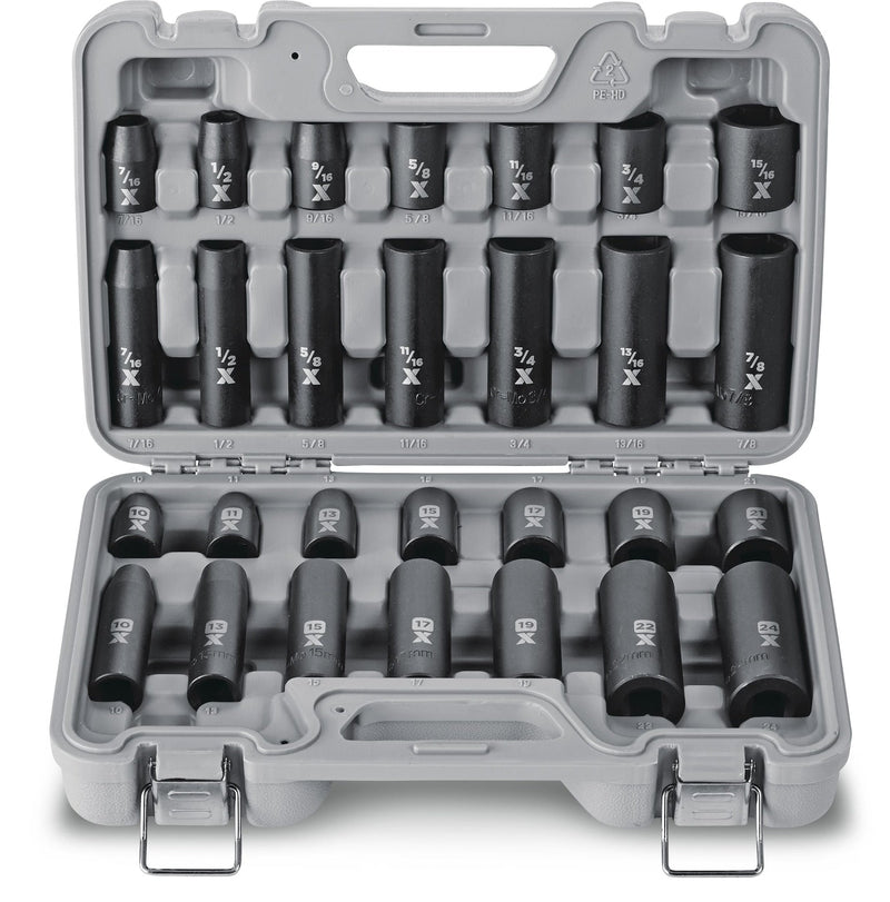 1/2-in Drive Professional Grade Impact Socket Set, 28-pc, CRMO K3374