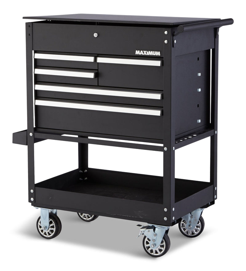 Rolling Mechanics Tool Cart with 5 Drawers, Black, 30-in P6918