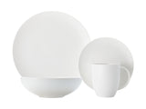 Round Diamond Porcelain Dinnerware Set, Serves 4, 16-pc, White