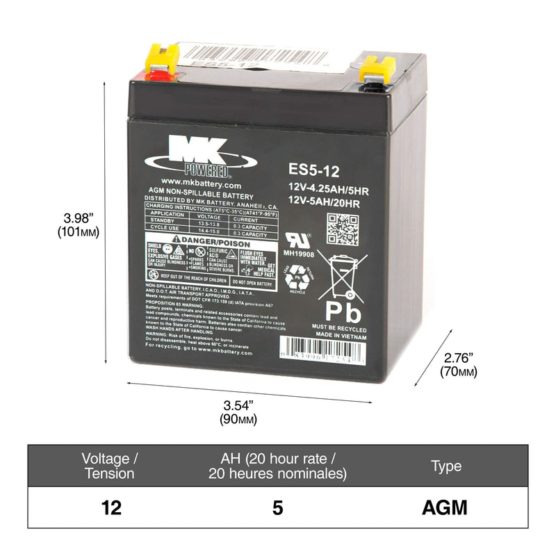 12-Volt 5 Ah SLA Battery, F2 Terminal X7933