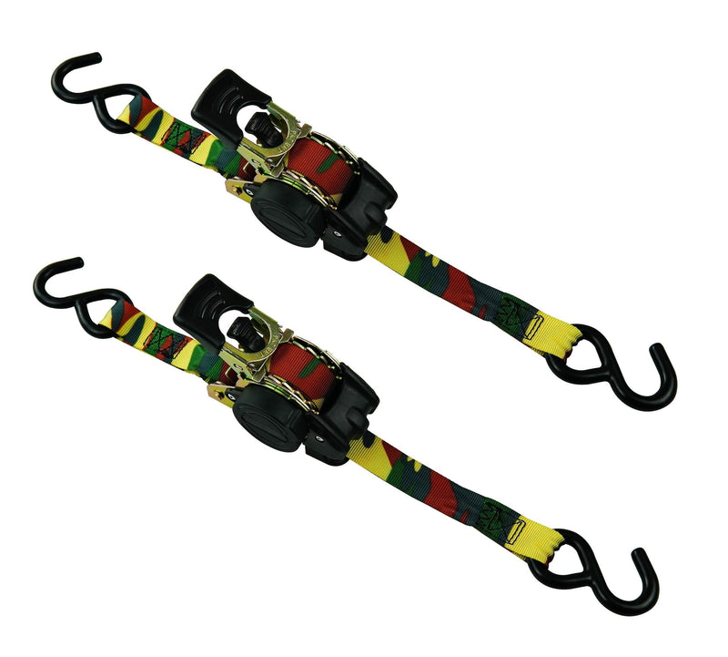 1,200-lb Retractable Camo Ratchet Tie Down Straps, 1-in x 10-ft, 2-pk Y0961