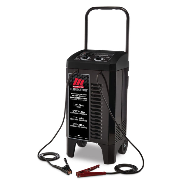 Eliminator Workshop Series Wheeled Battery Charger, Manually-Operated, 40/25/10-Amp, 6 & 12V, with 240-Amp Engine Start G5707