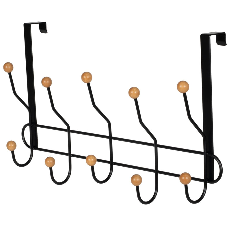 19" Over The Door Metal 5 Hook, Black I8473