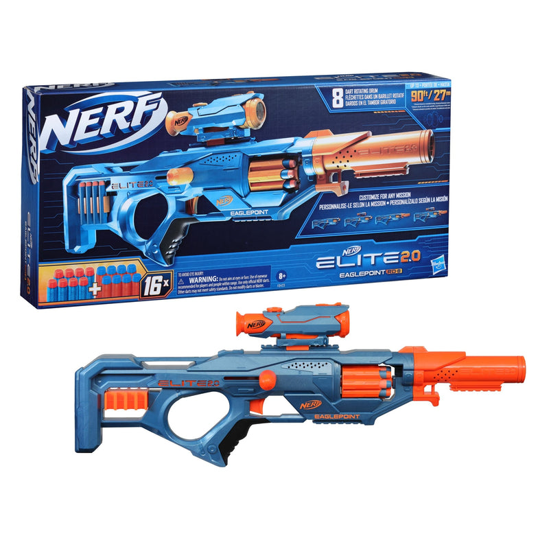 Elite 2.0 Eaglepoint RD-8 Blaster, 8-Dart Drum, Detachable Scope and Barrel, 16 Darts, Ages 8+ C7129
