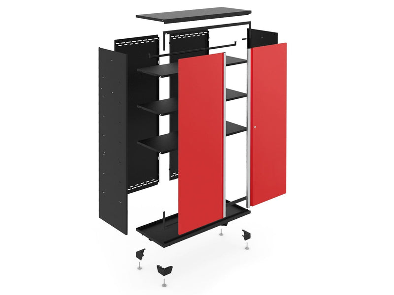 Bold Series 24-Gauge Steel RTA Storage Locker with 3 Shelves, Black/Red, 30-in X8861