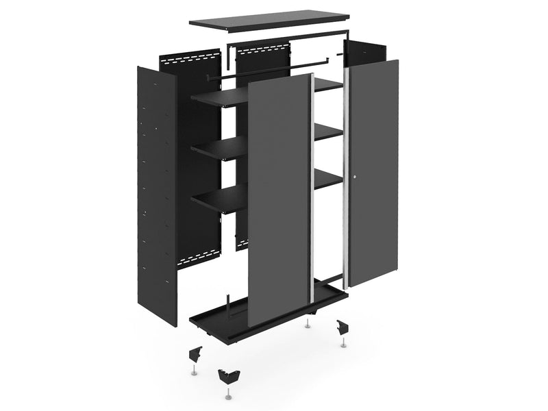 Bold Series Lockable 24-Gauge Steel RTA Storage Locker with 3 Shelves, Grey/Black, 36-in Q5443
