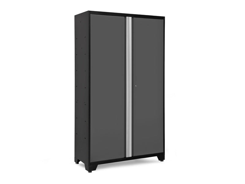Bold Series Lockable 24-Gauge Steel RTA Storage Locker with 3 Shelves, Grey/Black, 48-in Y3595