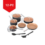 Extended Life Essential Ceramic Cookware Set, 12-pc, Dark Grey