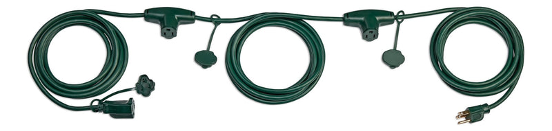 25-ft Outdoor Extension Cord, 3 Outlets, Safety Cover, Green X8900