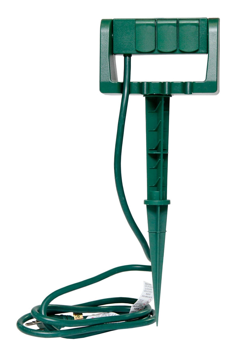3-Outlet Outdoor Power Stake with 6-ft Cord, Green M8947