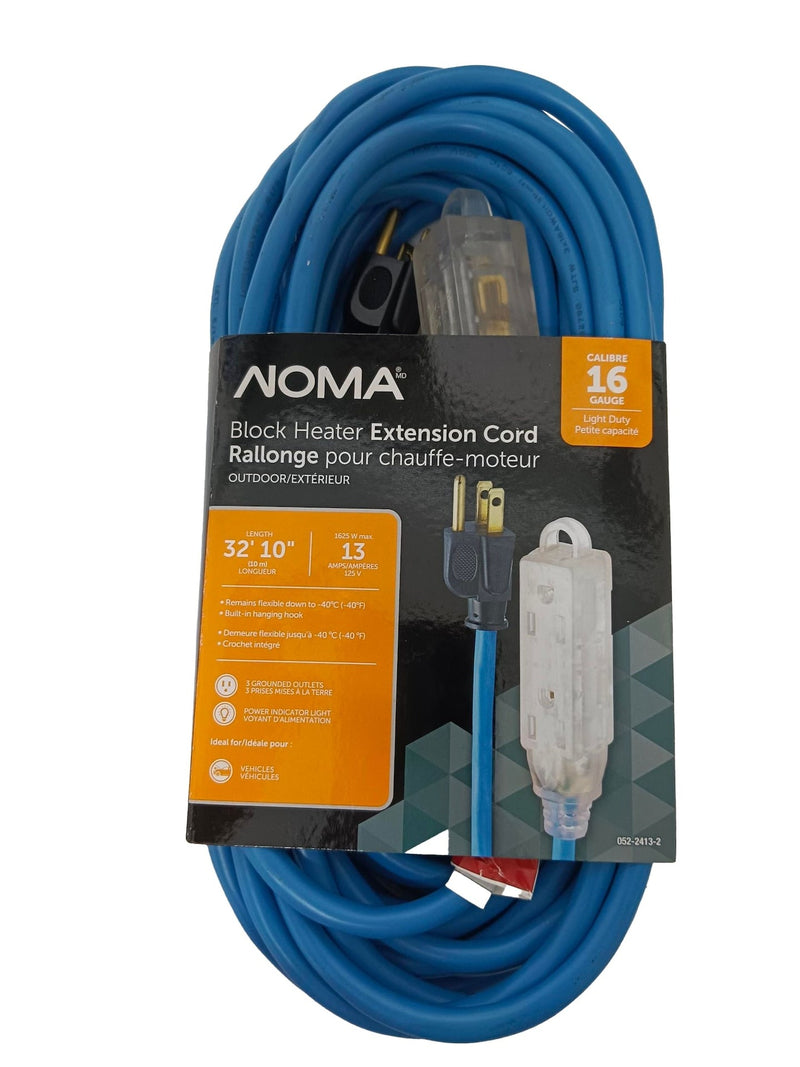 32-ft 10-in 16/3 13 Amp All-Weather Block Heater Cord with Lighted End, Blue W0261