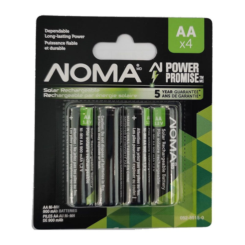 900mAh AA Solar Rechargeable Batteries, 900mAh, 4-pk V5446
