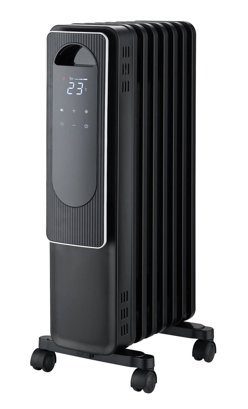 Digital Electric Oil-Filled Radiator Heater with Remote Control, 1500W, Black I3701