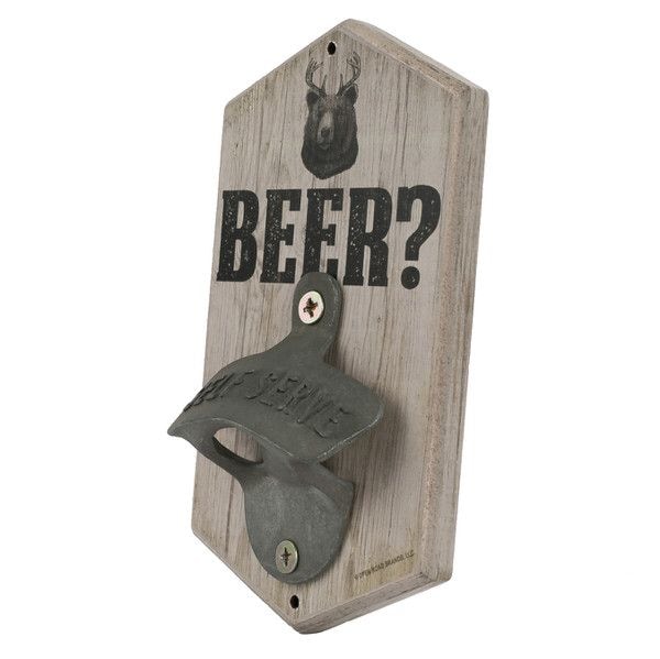 Open Road Brands "Beer" Bear Decorative Bottle Opener, Wood/Metal, Brown L854