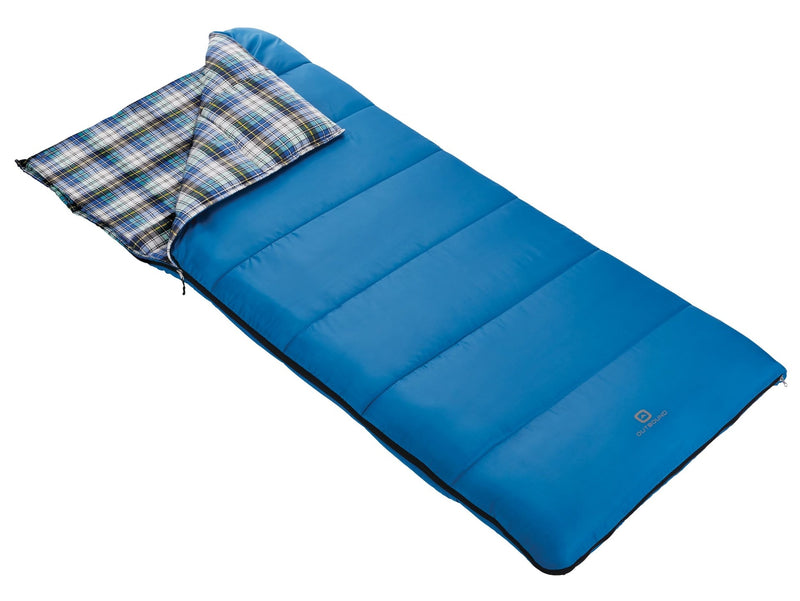 Comfort 5°C Insulated Cotton Lined Mild Weather Sleeping Bag with Compression Sack, Blue E0763