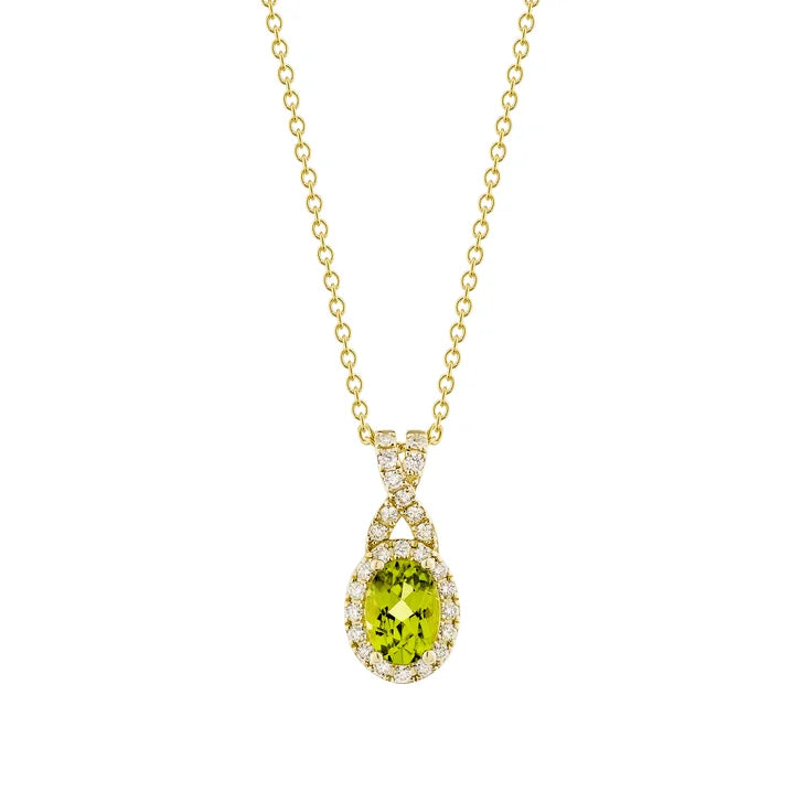 Oval Cut Peridot and Diamond Pendant (0.19 ctw) Y3132