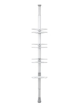 Aluminum Quick Extend Tension Pole Shower Caddy, Grey, 9-ft