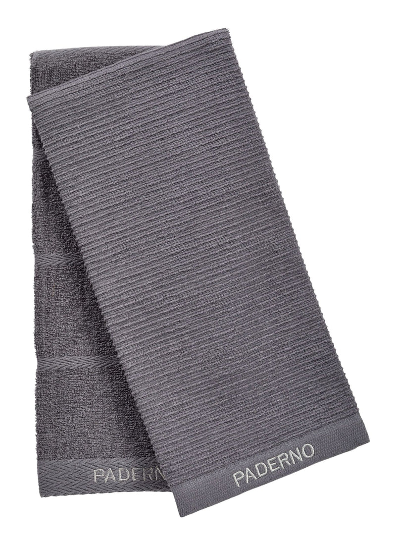 All-Purpose Ribbed Cotton Terry Kitchen Towels, Charcoal, 2-pk Q0916