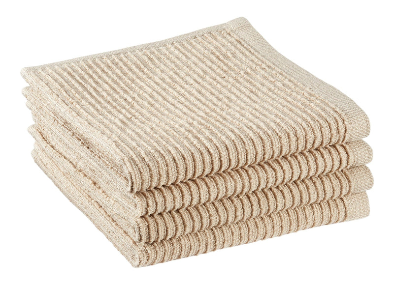 All-Purpose Ribbed Cotton Terry Square Dish Cloths, Beige, 4-pk Q8058