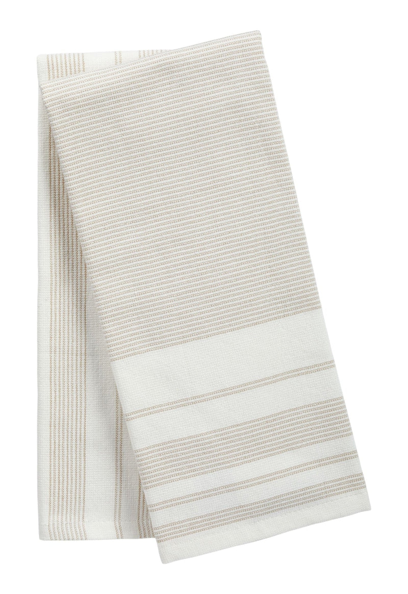 All-Purpose Striped Cotton Kitchen Towels, Beige, 2-pk Q1851